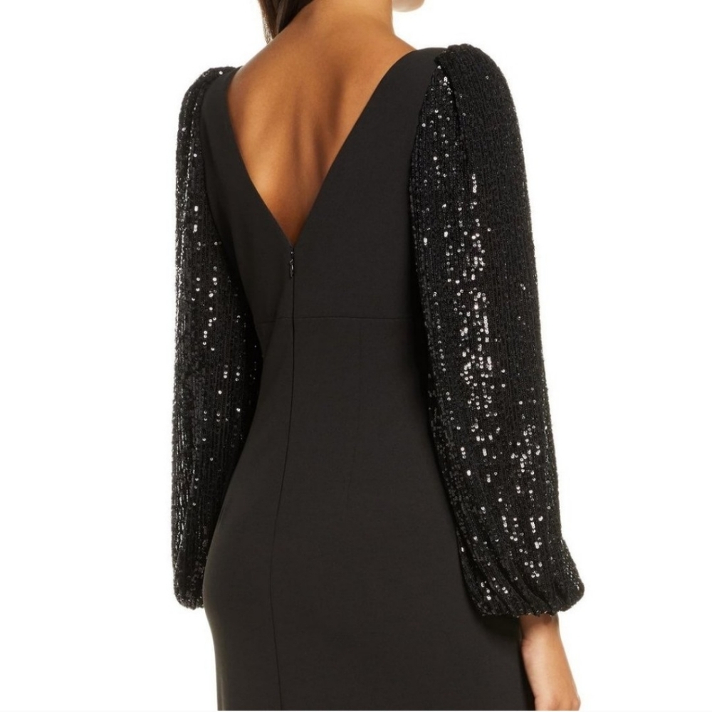 Eliza J Black Sequin Blousen Sleeve Cocktail Dress US size 2 - Picture 4 of 13